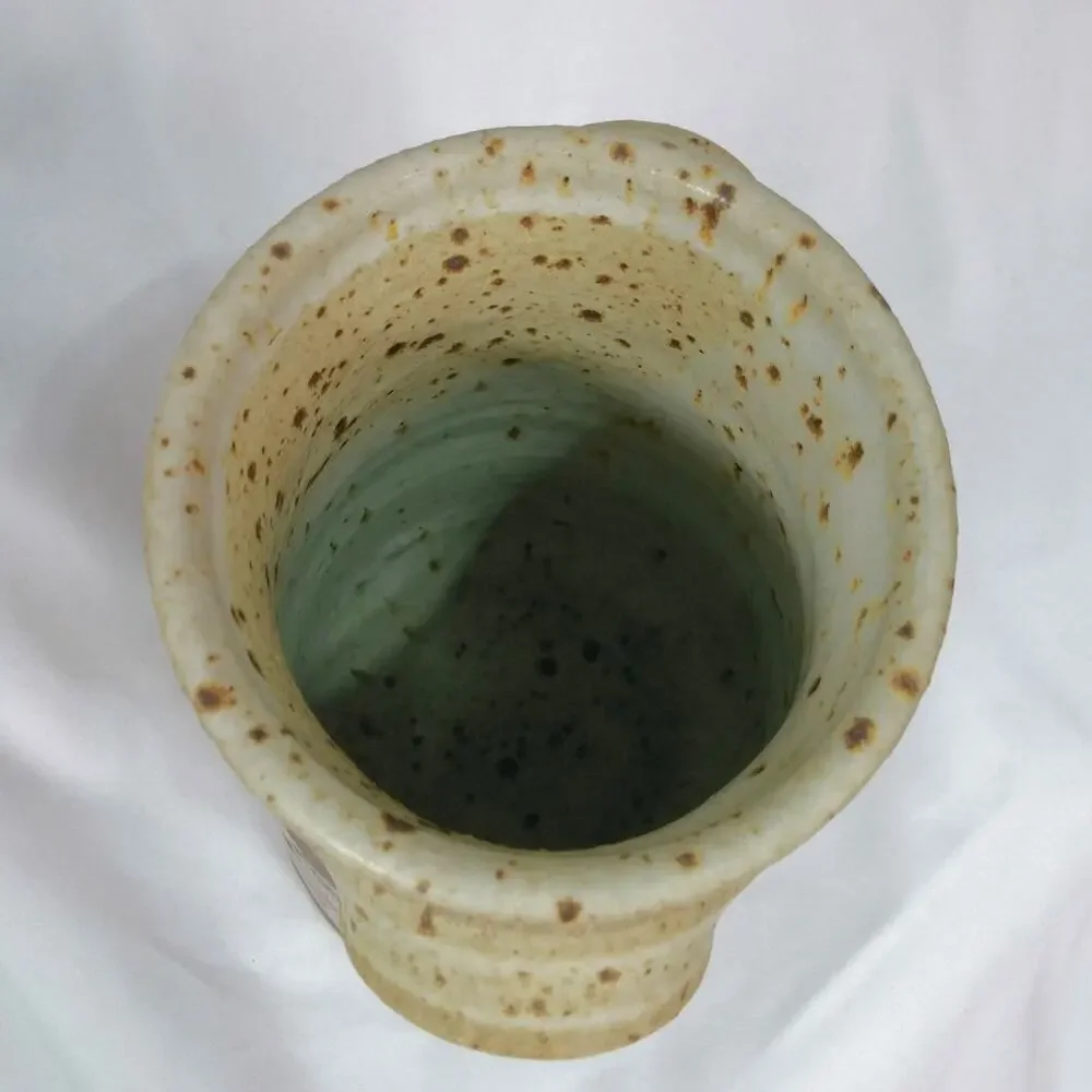 Earthenware Artisan Made Utensil Vase Handles Rustic Earthy Pottery Crock Flower